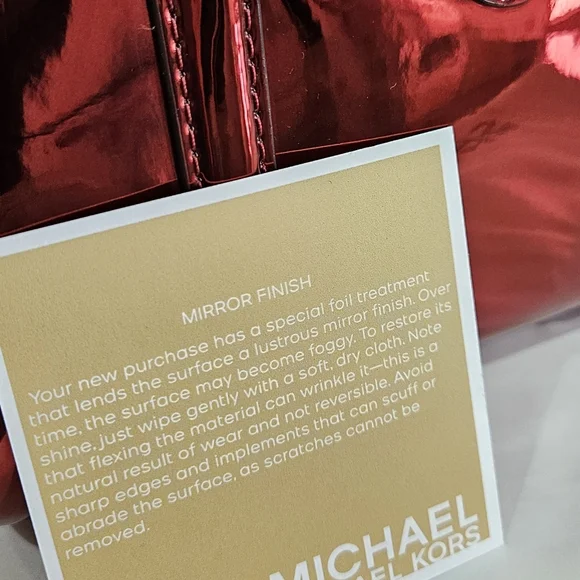 Michael Kors Mini Mirror Finish Red Satchel/ Crossbody NWT - Picture 12 of 13